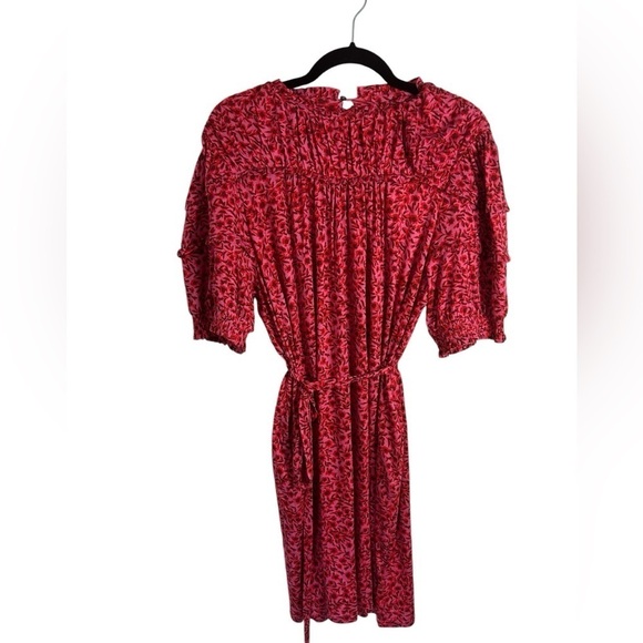Boden Pink & Red Yoke Detail Belted Jersey Mini Dress Women’s Sz 12 Regular NWT - Picture 5 of 16